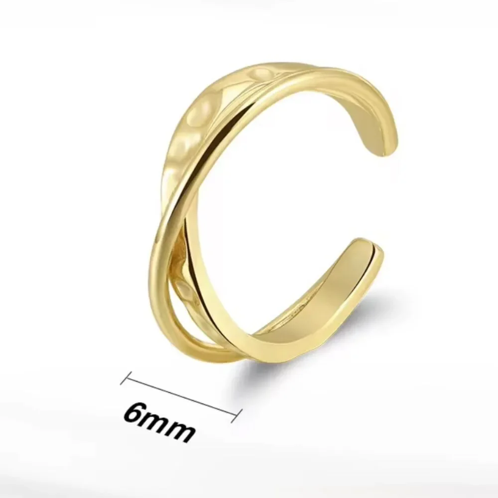 ENA 925 14k over Sterling Silver hammered Cris Cross Shaped Adjustable Ring